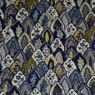 Maison du Boutis - Indiennage - Motte Coloris : Bleu/Yellow